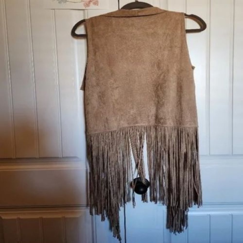 BULLY Dangling FRINGE VEST Asymmetrical VEST Faux Suede FRINGE VEST Priced CHEAP - Picture 10 of 16